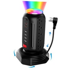 Power Strip Tower 15 Outlets 6 USB Ports, Surge Protector with PD20W-BLACK