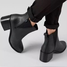 TOMS Esme Leather Ankle Boots Booties Black Womens size W9