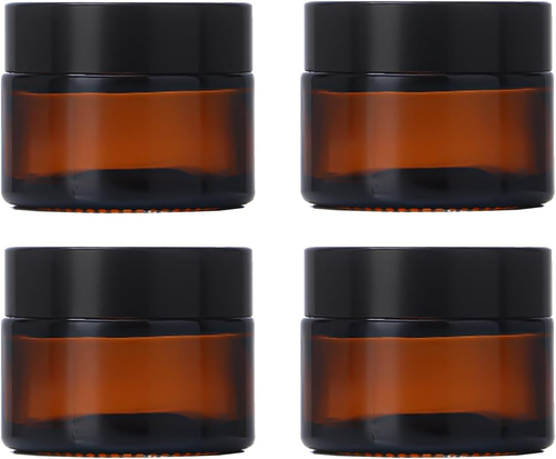 4Packs round Amber Glass Jars 0.5Oz Small Comestic Sample Containers Empty Lip B - Picture 7 of 12