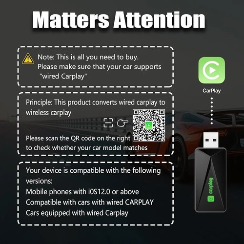 Apple Play Wireless CarPlay Adapter, Upgrade USB-C  - Bild 2 von 7