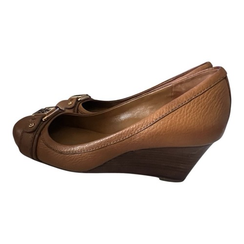 Zapatos de tacón de cuña Tory Burch Natalya cuero granulado marrón tostado talla 6,5 M - Imagen 7 de 11