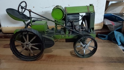 Vintage Metal Tractor Folk Art Detailed