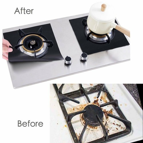12 cubiertas protectoras reutilizables antiadherentes de rango de gas negro para estufa quemador superior revestimiento - Imagen 5 de 7