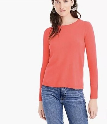 全新J Crew 长袖日常羊绒圆领毛衣霓虹火焰 