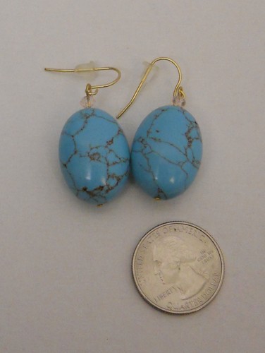 FASHION EARRINGS Ladies Earrings Fashion Drop Dangle Blue Oval Hooks - Picture 9 of 12