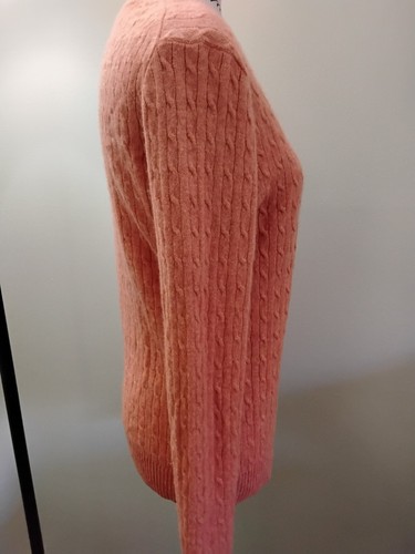 Tweeds 100% Cashmere Sweater Coral Cable Knit Size Lg Soft & Luxurious - Picture 5 of 7