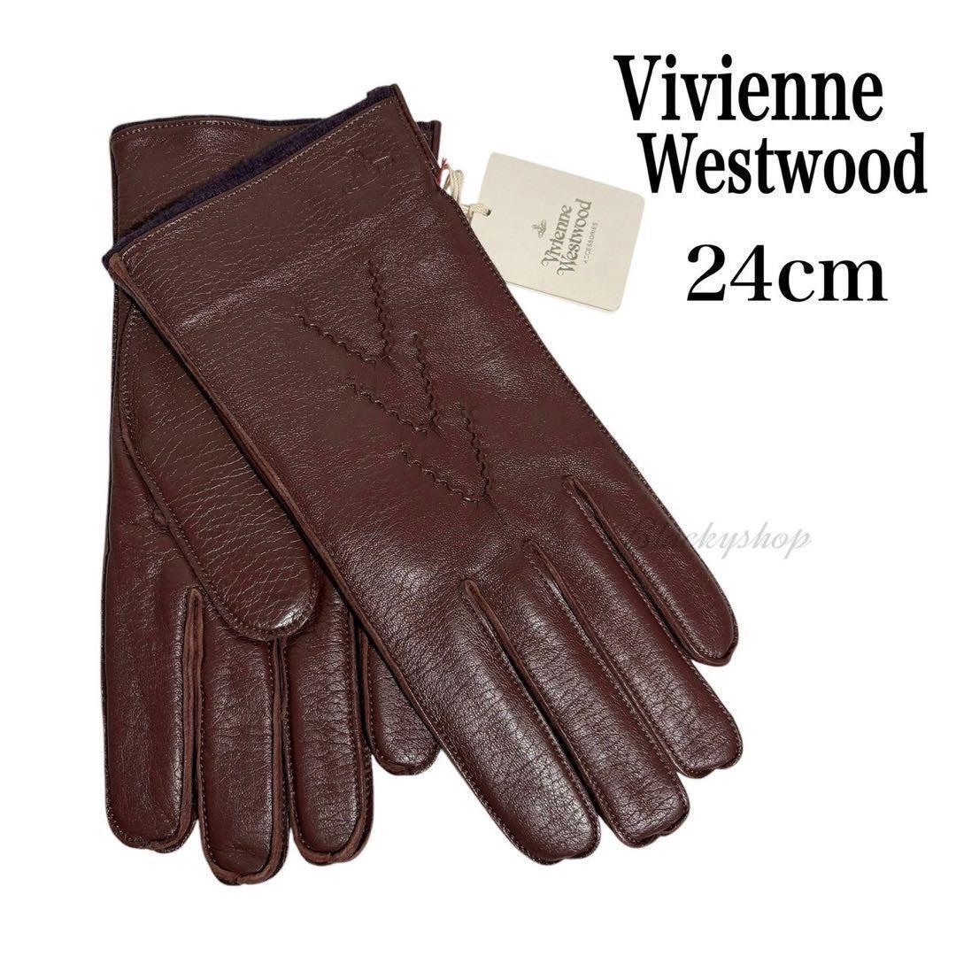 小物 Vivienne Westwood leather globe Vivienne Westwood Gloves Leather Knit Gloves Orb Border