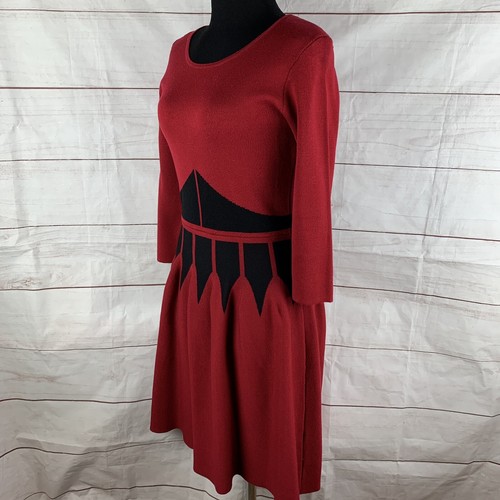Just...Taylor Dress print fit and flare red sweater Intarsia Flare Flame waist - Picture 8 of 15