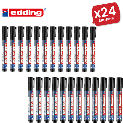Edding 360 Black Whiteboard Marker, Refillable, Bullet Tip - Office & School Use