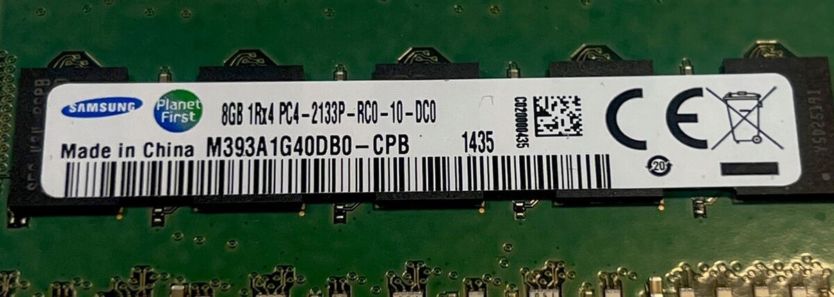 Samsung 8GB 1Rx4 PC4-2133P-RC0-10-DCO ECC Server Memory M393A1G40DB0-CPB0Q Samsung 8GB 1Rx4 PC4-2133P-RC0-10-DCO ECC Server Memory M393A1G40DB0-CPB0Q
