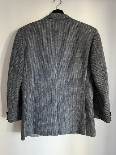 HARRIS TWEED Blazer Pure Wool Houndstooth Light Blue Blend - No Size Tag - Picture 5 of 12