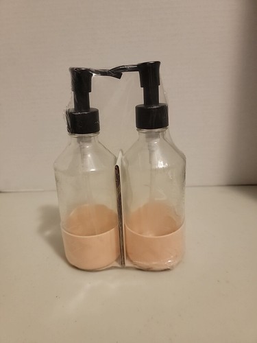 Juego de 2 bombas dispensadoras de jabón de vidrio con base de goma melocotón 7,5 pulgadas - Imagen 1 de 2