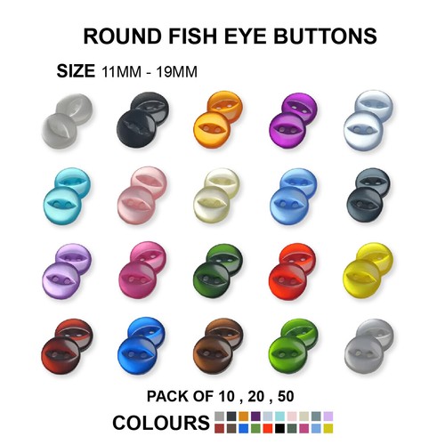 Fish Eye Buttons Various Colours & Sizes Eyes Button Knitted Baby Clothes Craft - Picture 2 of 42
