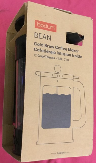 Bodum Bean Cold Brew Coffee Maker 12 Cup French Press BLACK 1.5L 51 Oz