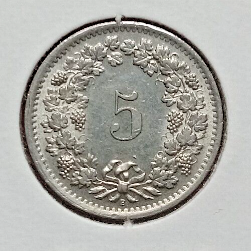 Ausländische Münze SCHWEIZ 1969 B 5 Rappen SCHÖNE Stempelglanz - Bild 2 von 2