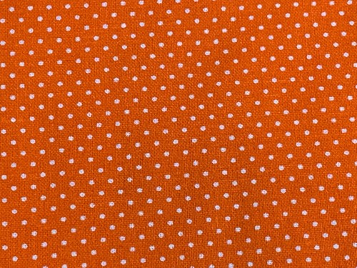 Fabric Dots Mini White on Orange Cotton by the 1/4 Yard 9"x42/44" - Picture 2 of 6