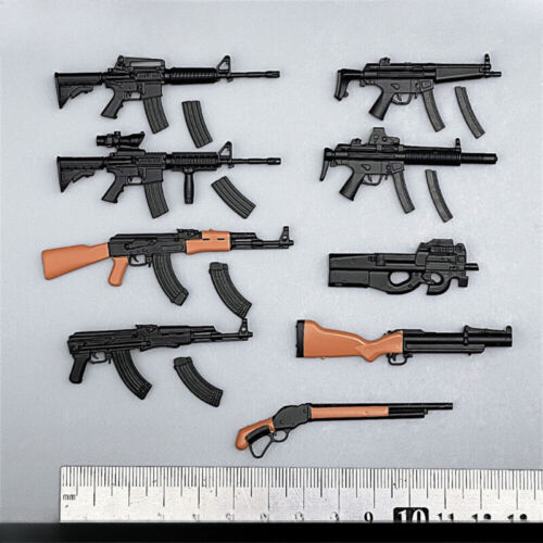 9 Bastoncini Scala 1/12 Pistola Fucile Arma per Modellino Soldato 6'' Maschio - Foto 2 di 13