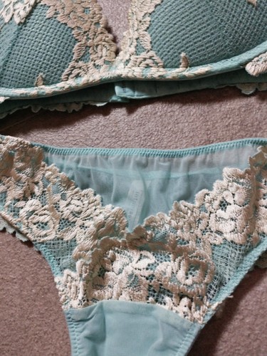 * Intimissimi * BH Set * Slip * BH * 75 B * 36 * ungetragen * türkis + Spitze * - Bild 2 von 4