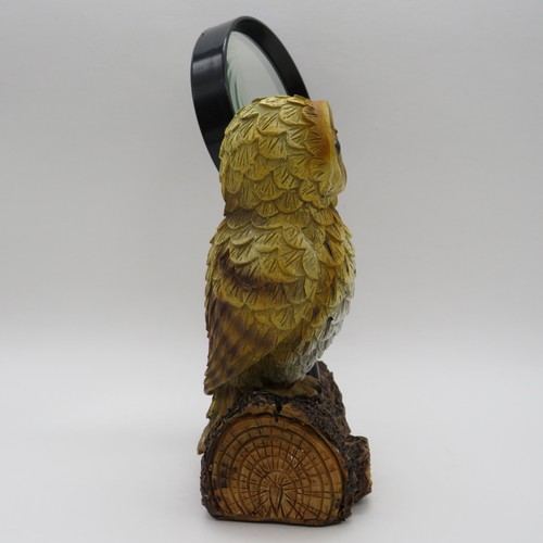 Owl Perched on Log Magnifying Glass Holder Desk Accessory 6-1/2" Tall - Picture 2 of 11