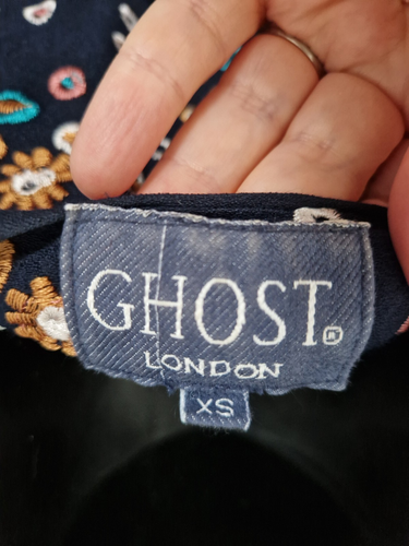 GHOST navy kimono jacket embroidered ditsy floral lined lovely 8/XS waterfall - Picture 5 of 5