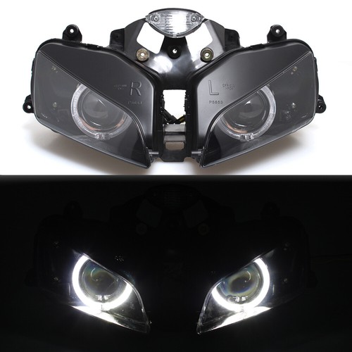 Headlight Assembly White Angel Eye Halo + White Eye For Honda CBR600RR 2003-2006 - Picture 8 of 13