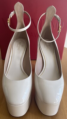 Valentino Garavani Tan-Go Platform Pump Ivory Patent Leather