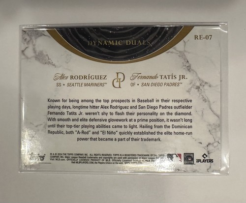 2024 Topps Dynamic Duals Ripple Effect Alex Rodriguez / Fernando Tatis Jr #RE-07 - Picture 2 of 2