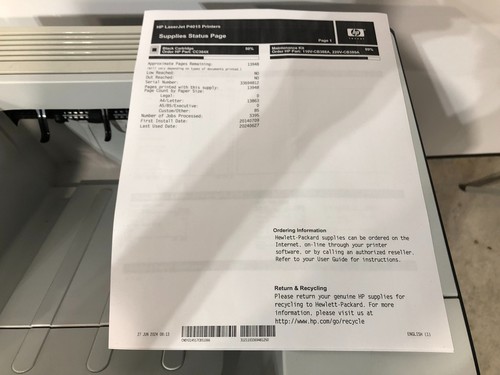 HP LaserJet Monochrome P4015tn WorkGroup Printer W/ 50% Toner 150K Page Count - Picture 7 of 8