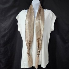 Taupe Sequin Scarf Raw Edge Glam Party Holiday Sparkle Shimmer Rave Disco