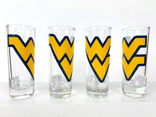 West Virginia Mountaineers NCAA Shot Glass 2.5 oz Boelter Brands Hype Set of 4