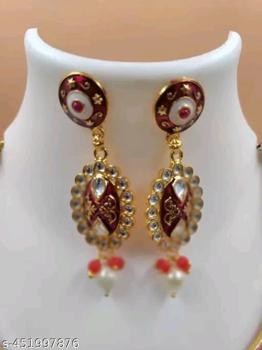 Meenakari индийская свадьба вечеринки kundan ювелирных изделий ошейник ожерелье свадебный комплект - Изображение 2 из 3