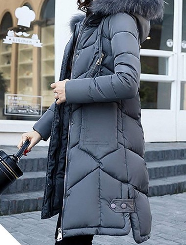 Chaqueta acolchada acolchada acolchada acolchada acolchada para mujer Chaqueta cálida Abrigo largo de invierno - Imagen 9 de 11