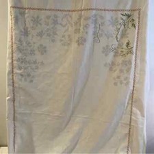 Vintage Embroidery Pre-Stamped Linen Tablecloth 60 x88 Started No thread