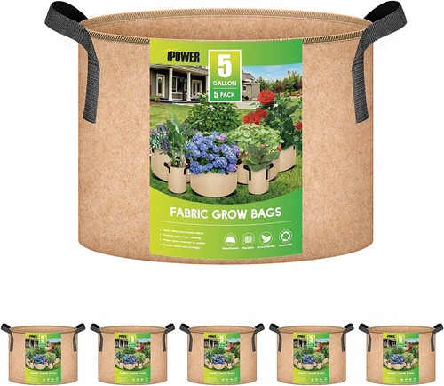 5 Gallon Thickened Grow Bags Nonwoven Fabric Pot for Garden Tan 5/10/20-Pack - Picture 10 of 12