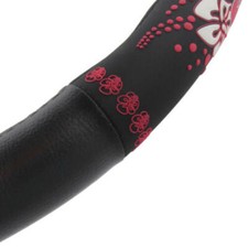 Beautiful Pink Floral Plush Soft Grip Leather Steering Wheel Cover For Women