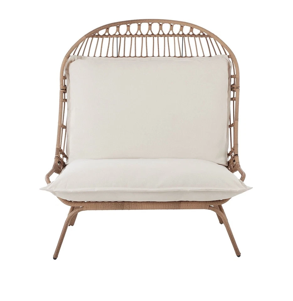Better Homes & Gardens Willow Sage Steel Wicker Patio Cuddle Chair, Brown - Image 3 of 4
