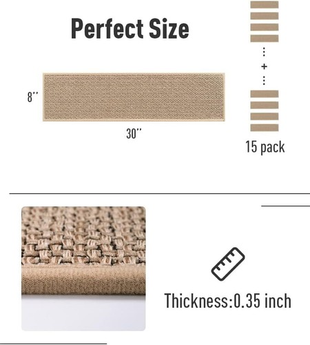 Non Slip Stair-Treads,Rubber Backing Stair-Runners for Wooden Steps,15PCS Res... - Picture 8 of 10