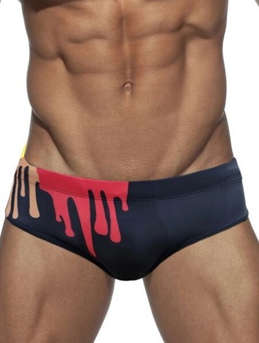 New Men's Sexy Black Drip Low Rise Swim Bikini Brief w/Contoured Pouch - Gay - Picture 7 of 7