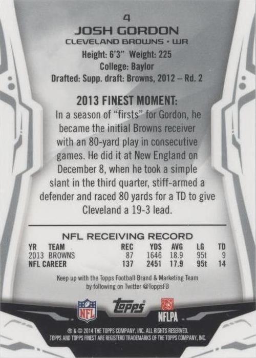 2014 Topps Finest Josh Gordon #4