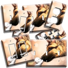 CUTE LITTLE KITTEN KISSING BIG DOG LIGHT SWITCH OUTLET WALL PLATE PET SHOP DECOR