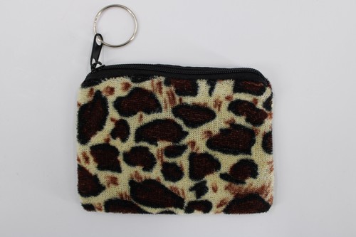 Kids Fabric Coin Purse with Keychain Ring Leopard Print Design Animal Fashion - Picture 5 of 5