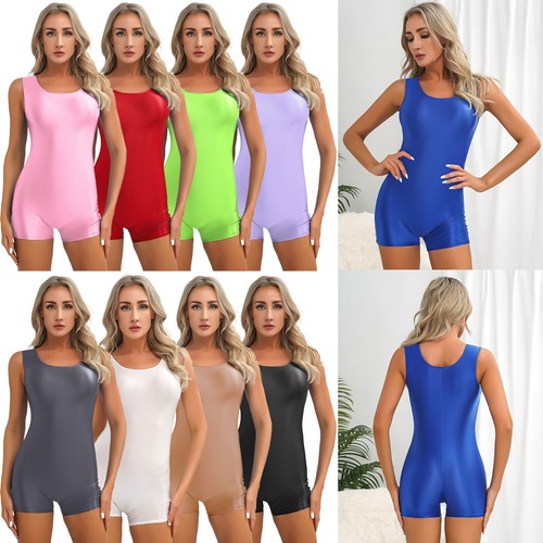 Women Boyleg Swimming Costume One Piece Bodycon Romper Athletic Swimsuits Sport - Picture 1 of 75