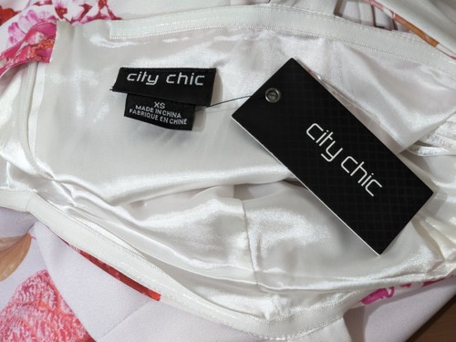 City Chic Dress AUS XS/14 US10 Mini White Sakura Floral NEW Cocktail Party Hens - Picture 5 of 8