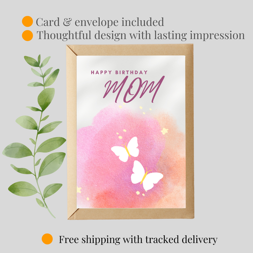 Birthday Card For Mom Butterfly Happy Birthday Card For Mom From Kids - Bild 3 von 10