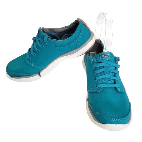 Teva Wander Lace Suede & Canvas Sneaker Shoes Lake Blue Size 5.5 1007765 - Picture 1 of 10