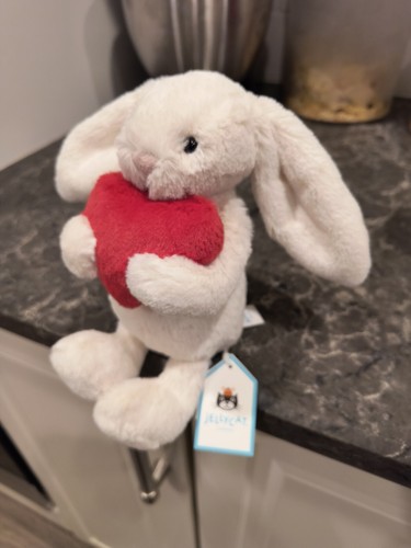 Jellycat Bashful Little Red Love Heart Bunny New With Tags 100% original no Fake - Picture 1 of 8