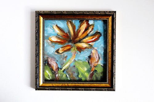 Water lily pond oil art 6" Waterlily oil painting Monet pond wall art - Picture 3 of 11