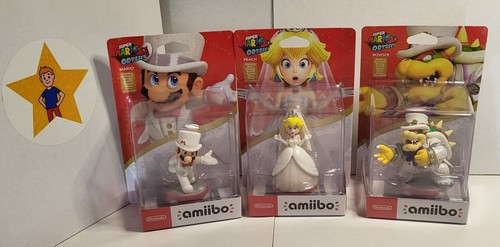 Nintendo Amiibo Super Mario Odyssey Wedding with Peach and Bowser - BNIB - Picture 1 of 2