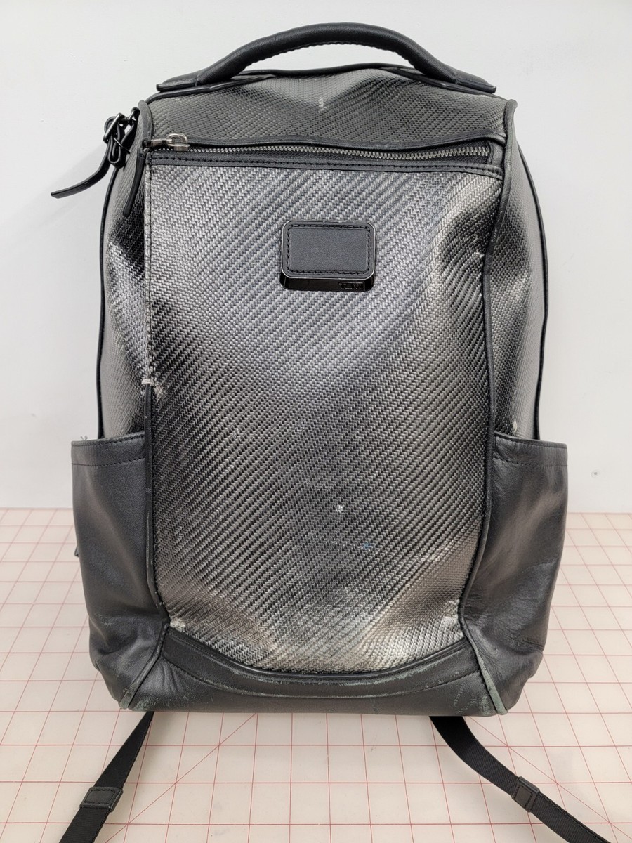 Tumi CFX Watkins Black Carbon Fiber Leather Laptop Backpack Bag