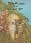 Daughter Happy Birthday Vintage 1970's Greeting Card Poodle Puppy Dog Kitten Cat